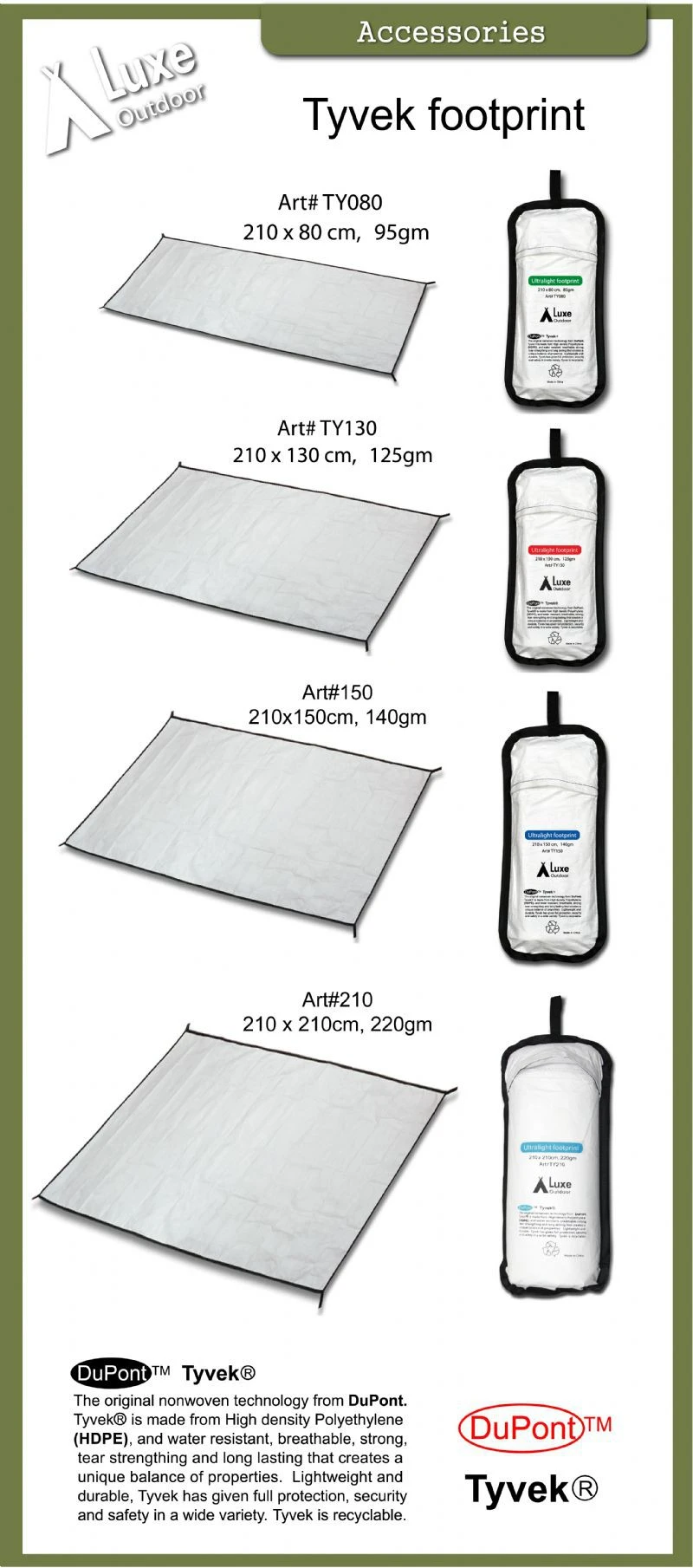 Luxe Outdoor Tyvek Ultralight Footprint 210 X 80 Cm – Image 2